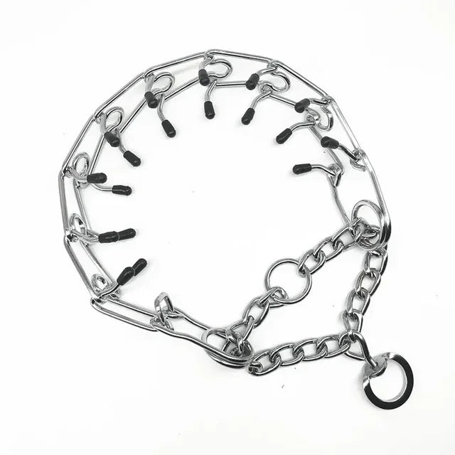 Pinch Dog Training Collar With Rubber Tips Stainless Steel