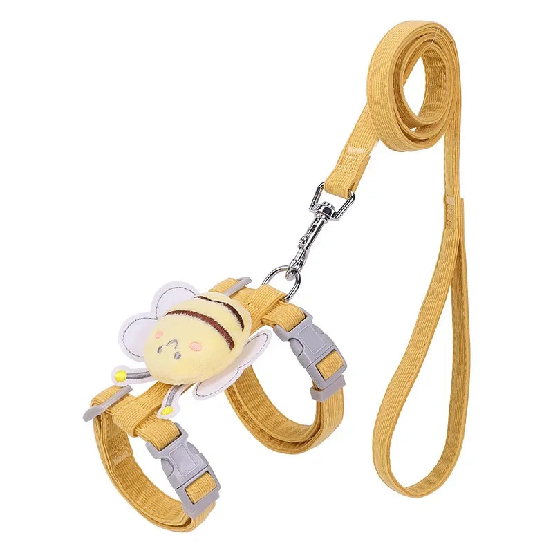 Bee Themed Cat Harness And Leash Set Adjustable For Cats
