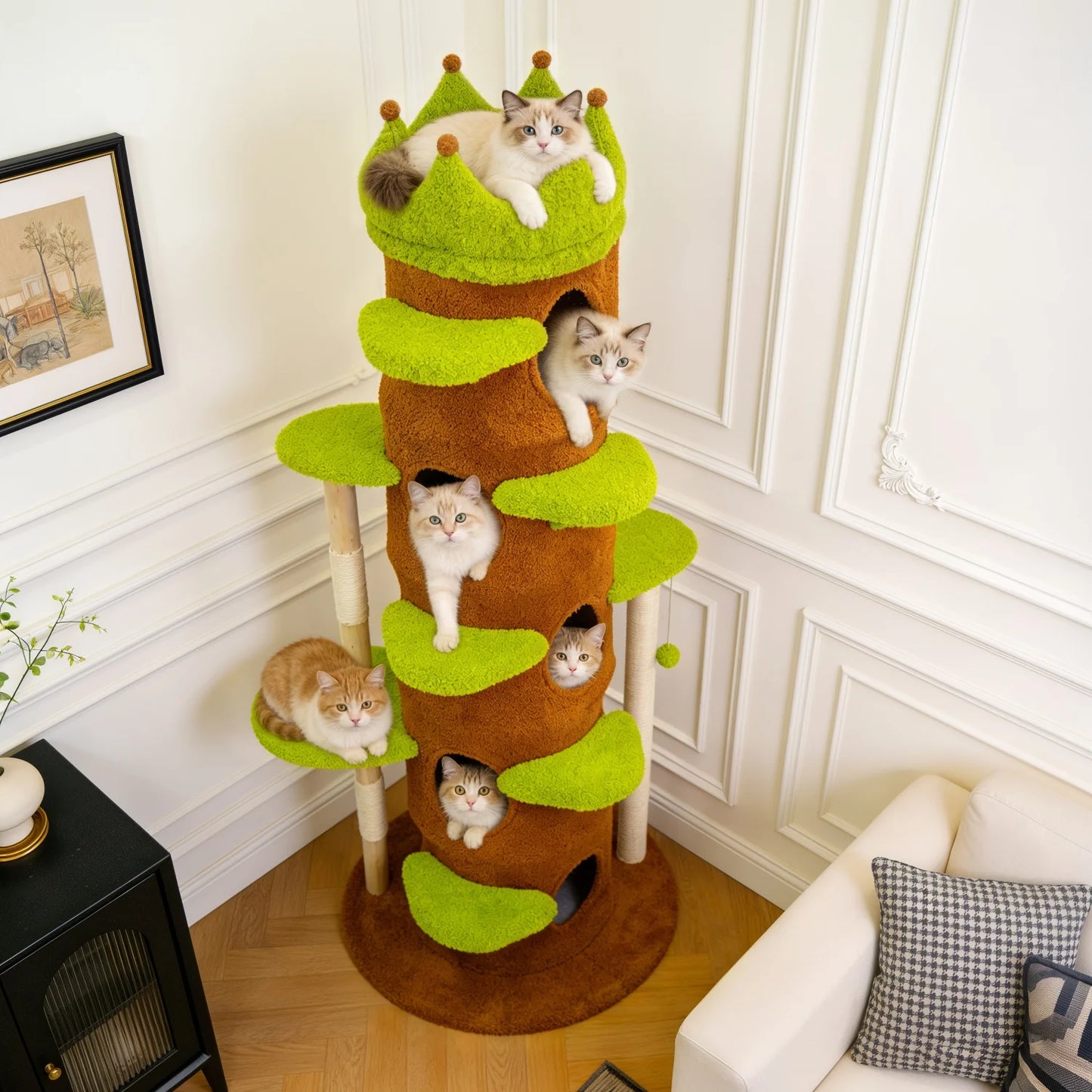 Bingopaw Heavy Duty Cat Tree Five Tier Tower Plush Cave