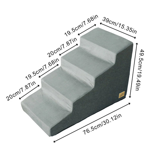 3/4 Step Dog Stairs With Washable Cover Non Slip Steps