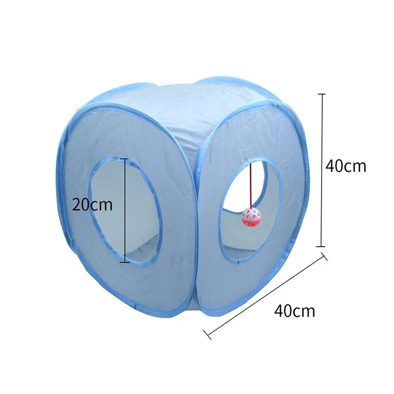 Foldable Cat Tunnel Toy With Peep Hole For Interactive Play