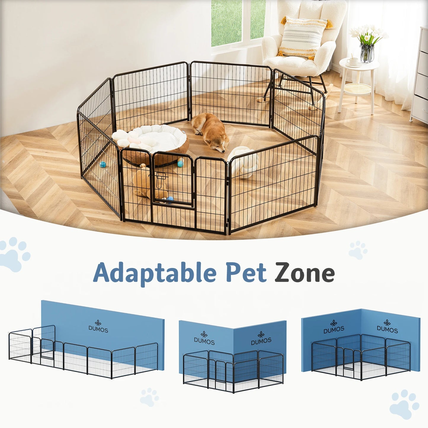 JHK Metal 8 Panel Dog Playpen Foldable Indoor Outdoor Fence