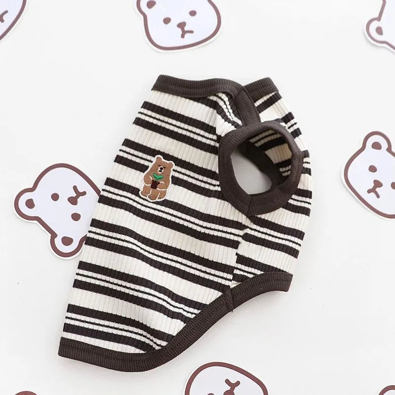 Summer Cotton Bear Print Dog Shirt Vest For Small Dogs