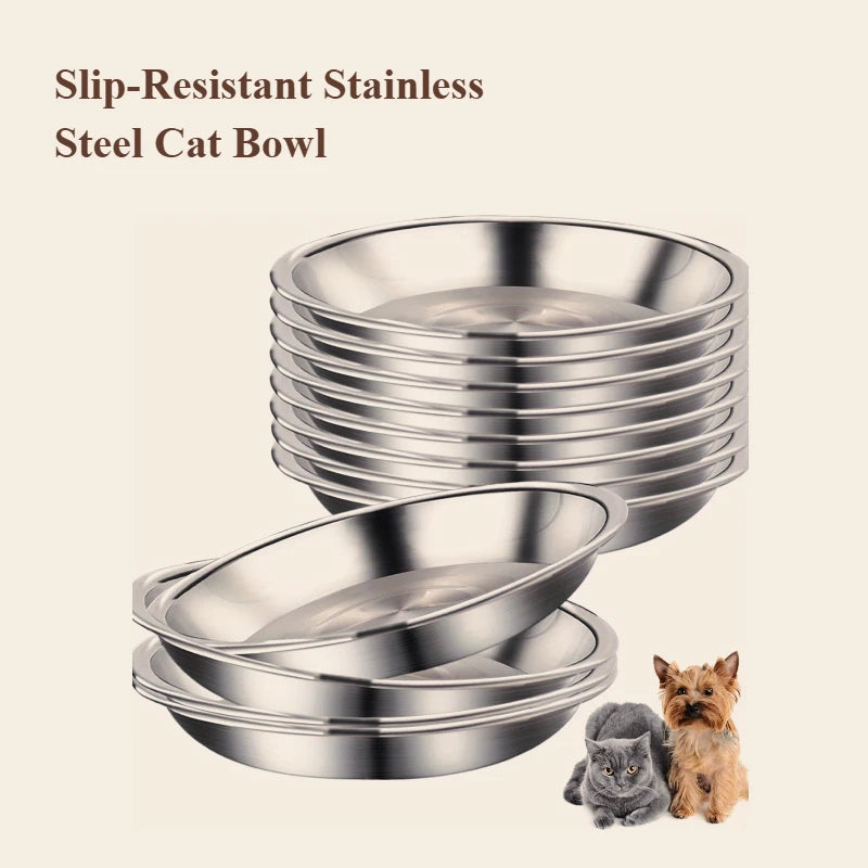 Slip Resistant Stainless Steel Cat Bowl With Anti Tip Base
