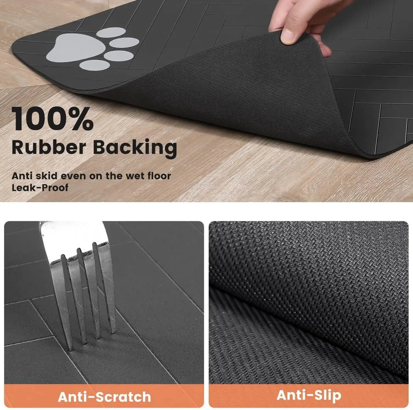 Pet Feeding Mat Absorbent Placemat With Waterproof Rubber Backing