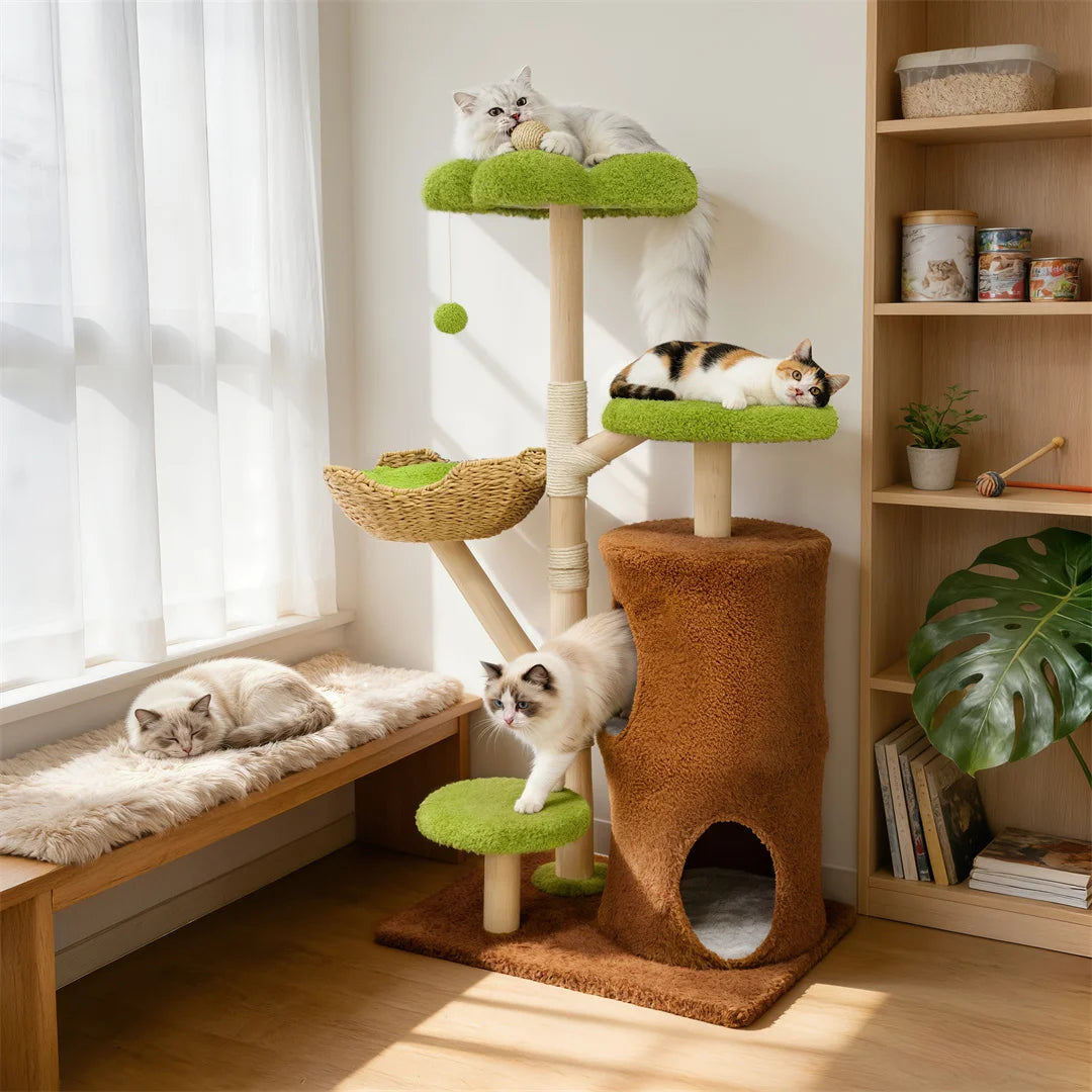 BINGOPAW Cat Tree Tower With Hideaways, Platforms, Sisal Rope