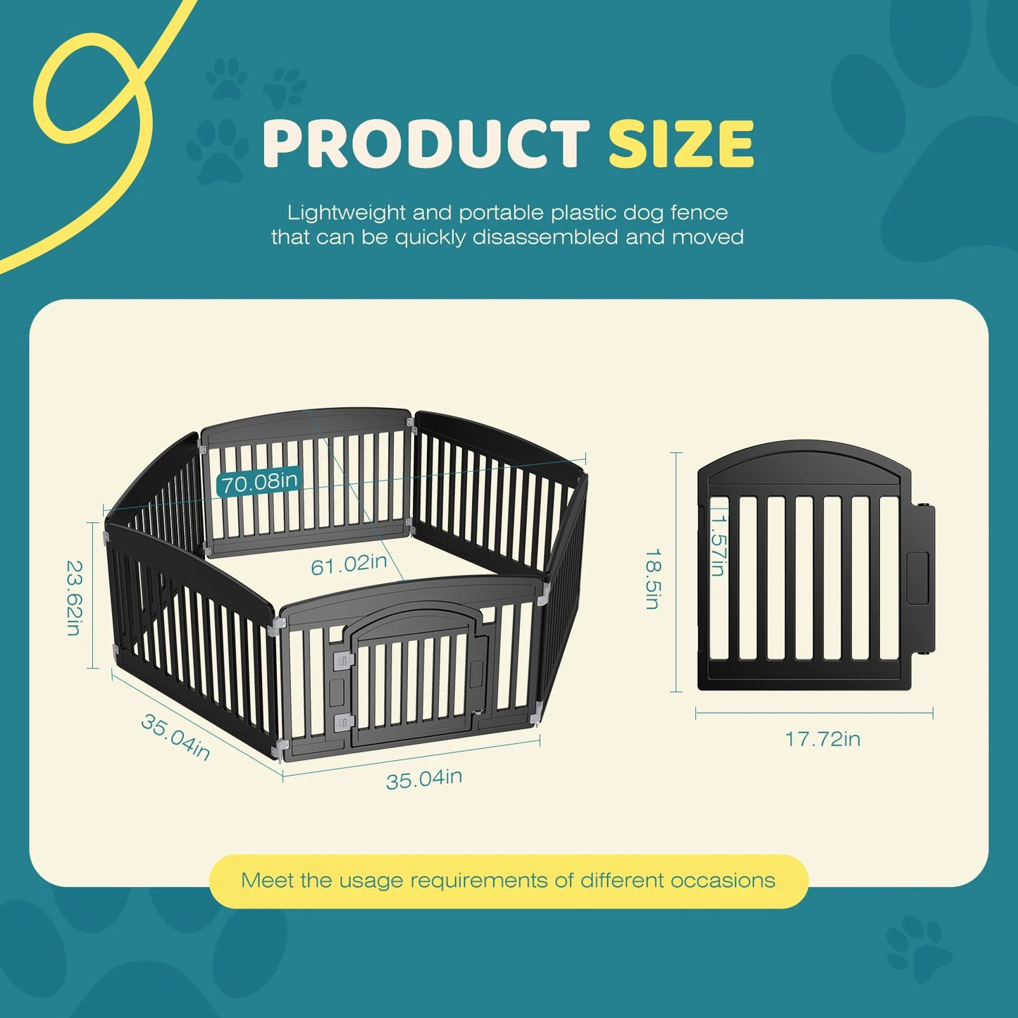 JHK Plastic Dog Playpen For Small And Medium Pets Portable
