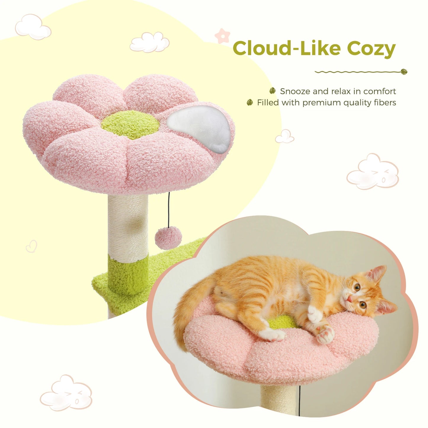 PAWZ Road Flower Cat Tree Multi Level Sisal Scratching Tower