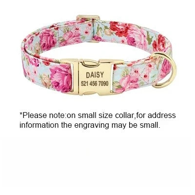 Personalized Nylon Dog Collar And Leash Set With Free Nameplate