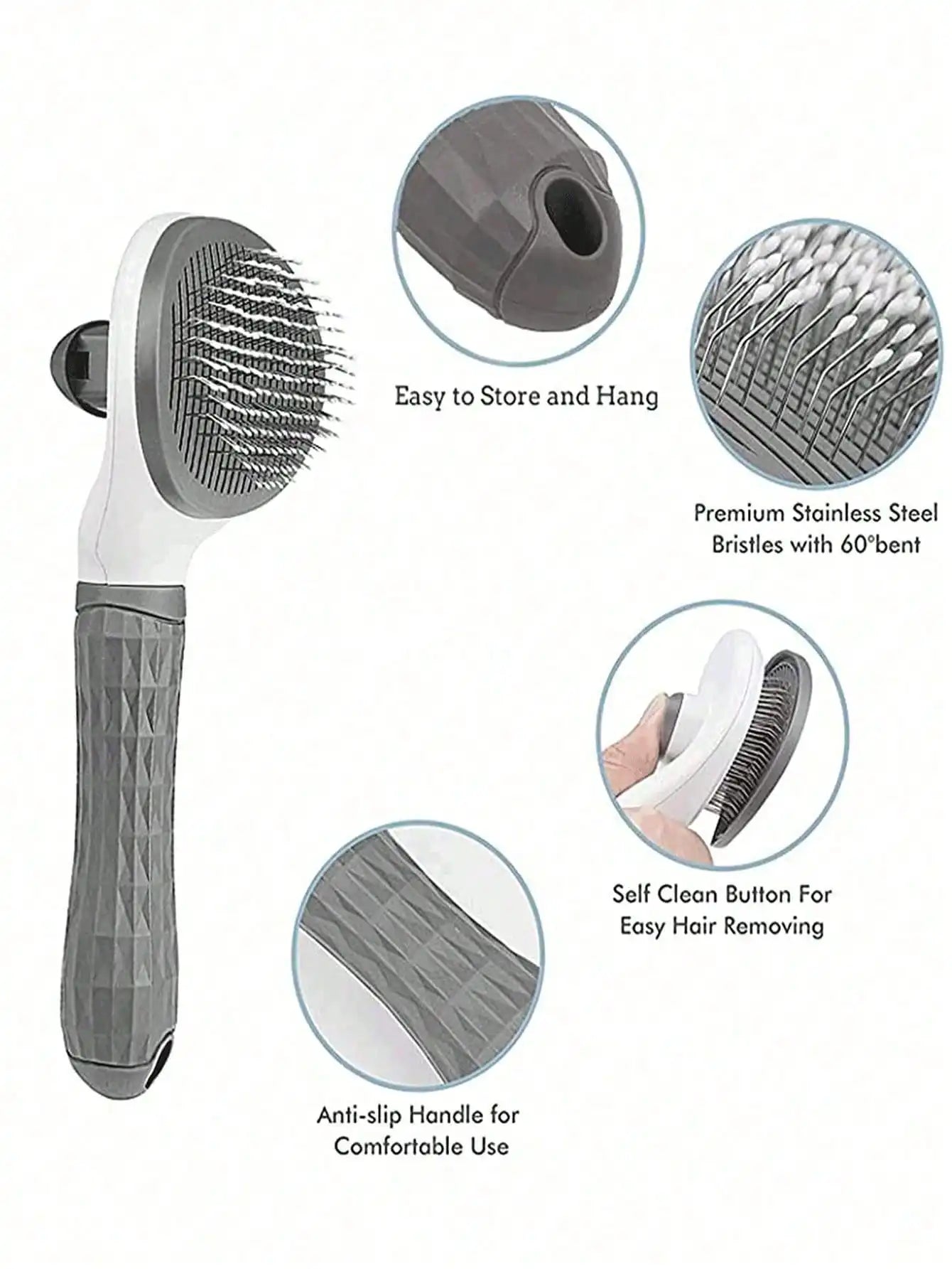 Pet Grooming Brush With Automatic Cleaning For Dogs And Cats