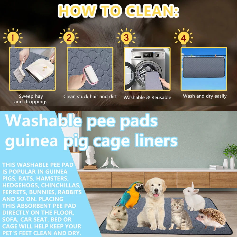 Guinea Pig Cage Lining Washable Non Slip Urinary Pad Reusable