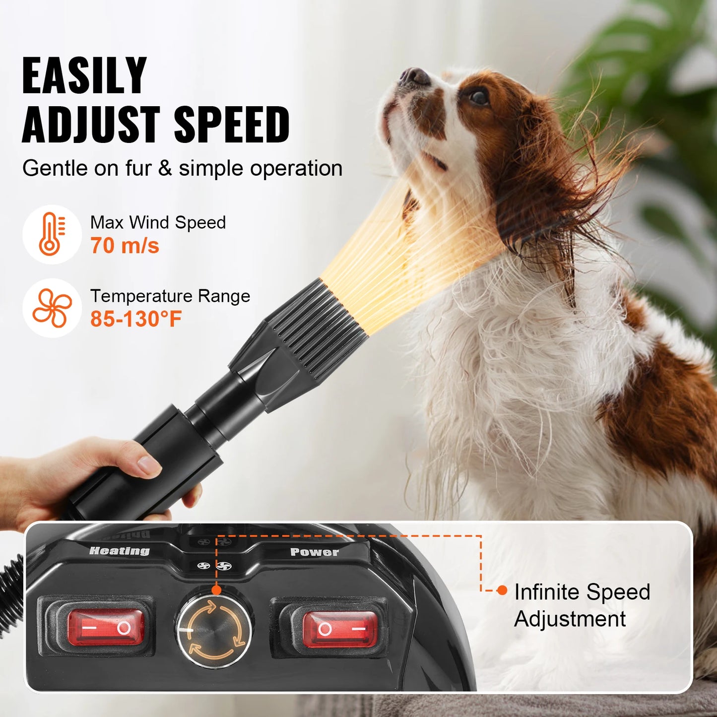 SucceBuy 2000W Dog Grooming Blow Dryer With Adjustable Speed