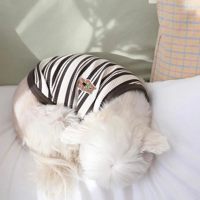 Summer Cotton Bear Print Dog Shirt Vest For Small Dogs