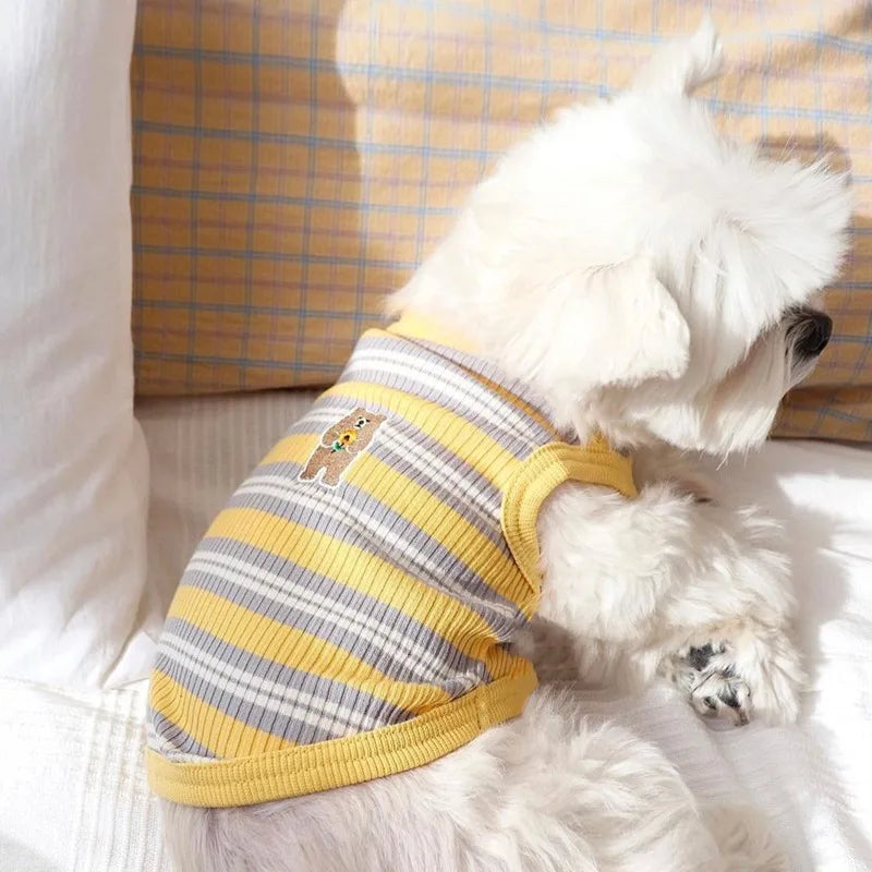 Summer Cotton Bear Print Dog Shirt Vest For Small Dogs