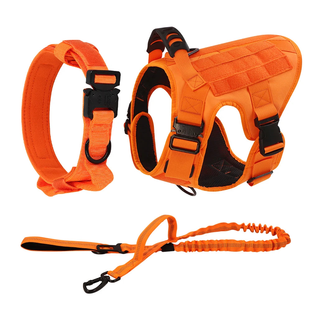 Military Camouflage Nylon Dog Harness With Adjustable Leash