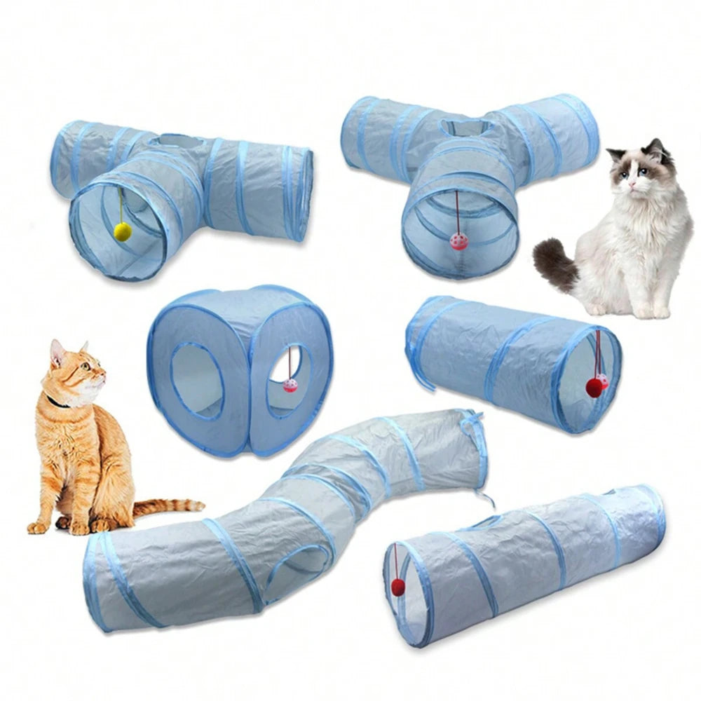 Foldable Cat Tunnel Toy With Peep Hole For Interactive Play