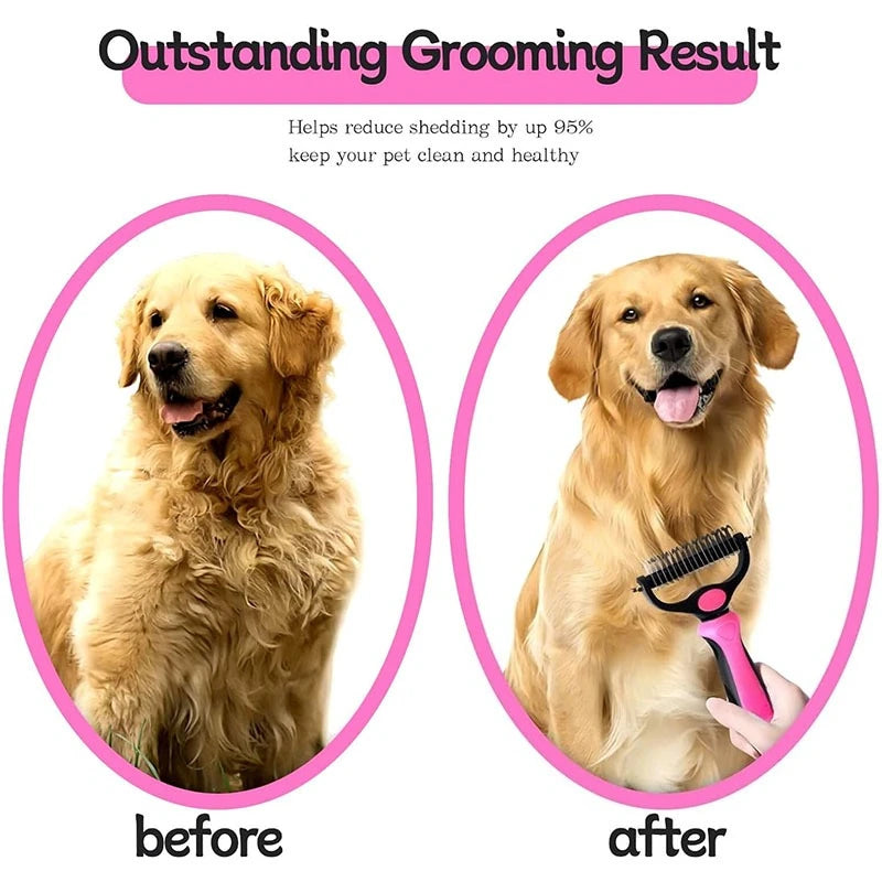 Pet Deshedding Brush For Cats And Dogs Self-Cleaning Grooming Tool