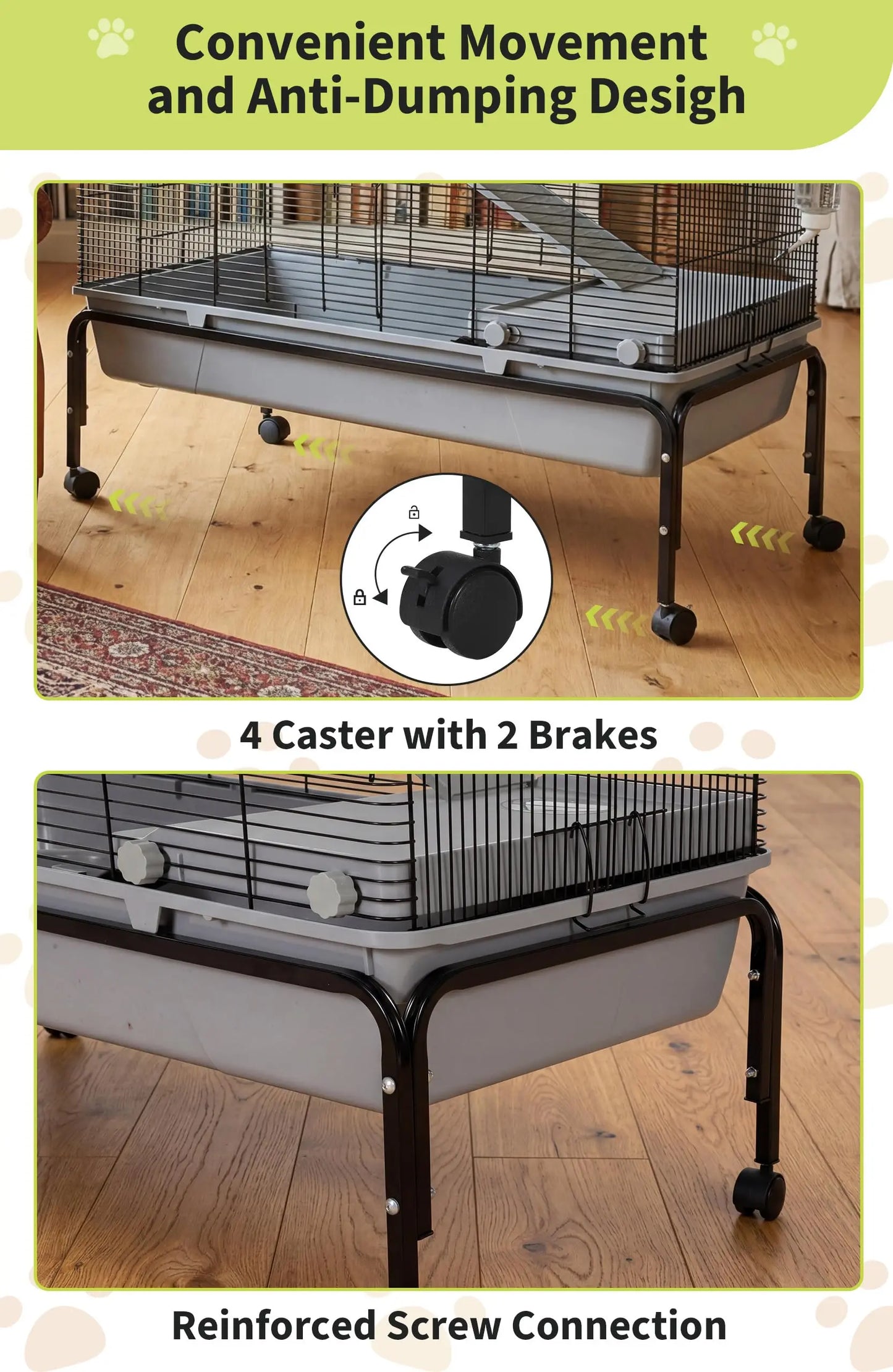 HiMISS Small Animal Cage With Detachable Stand And Ramp