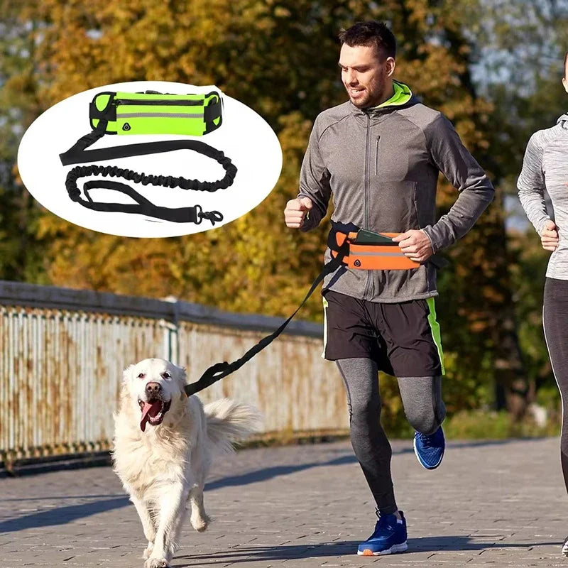 Booteely Hands Free Retractable Dog Leash With Reflective Waist Bag