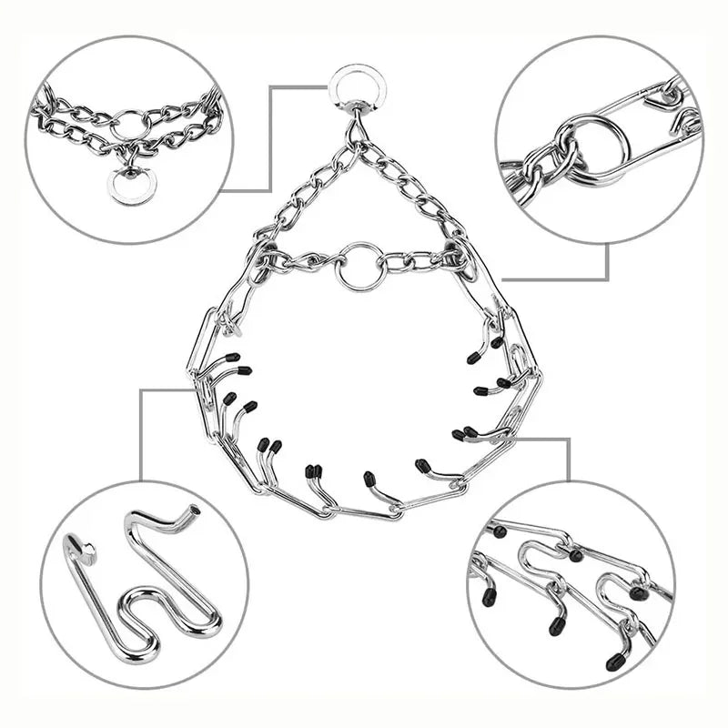 Pinch Dog Training Collar With Rubber Tips Stainless Steel