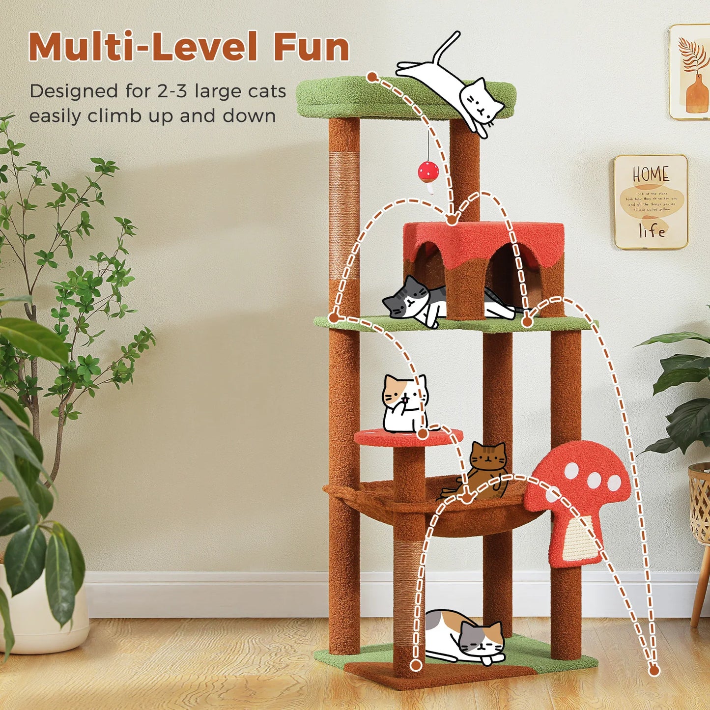 PAWZ Road Multi Level Cat Tree With Scratching Posts And Condo