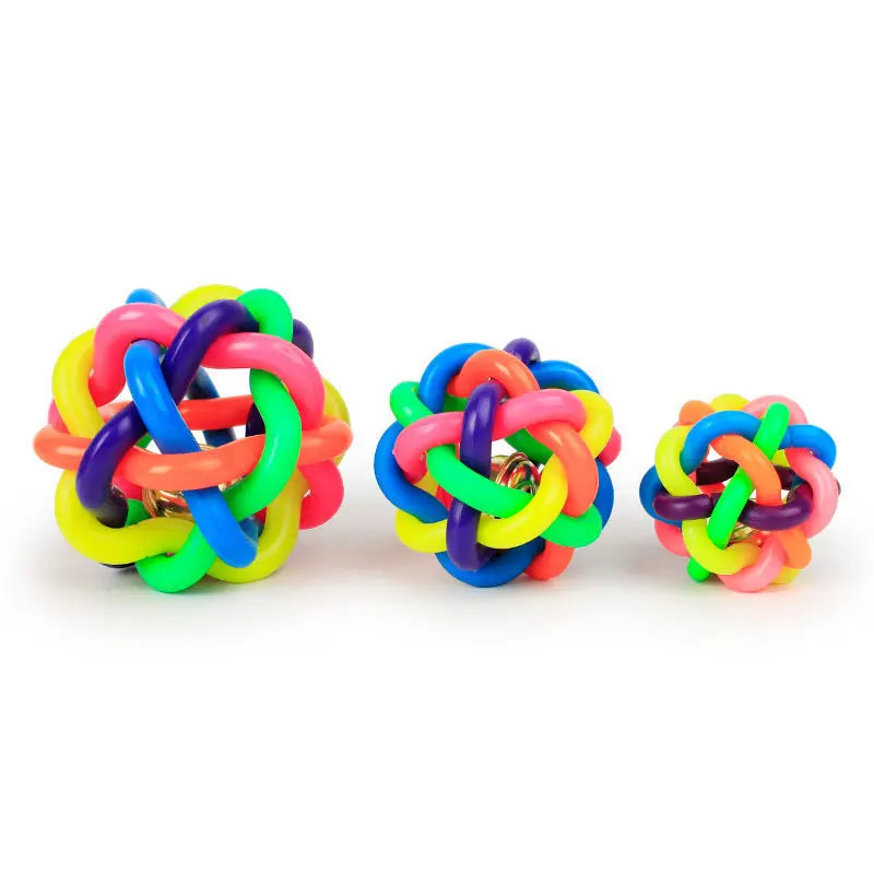 Woven Bell Dog Toy Bite Resistant Rubber Chew Ball