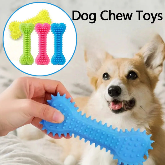 Bone Shape Dog Chew Toy Soft Rubber Bite Resistant For Small Dogs