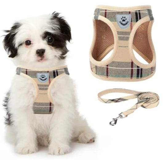 Dog Harness And Leash Set No-Pull Step-In Reflective Mesh Vest
