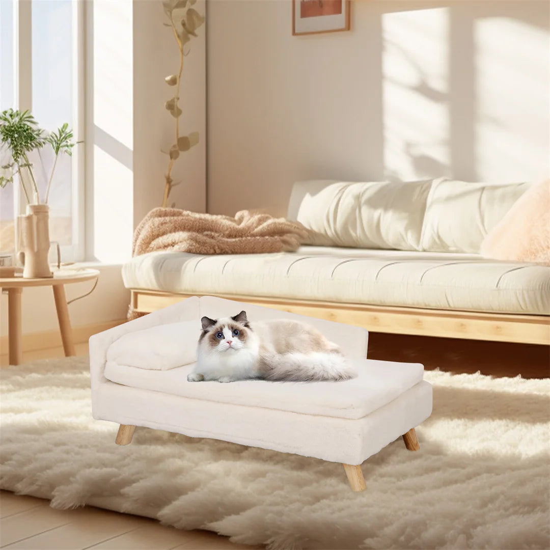 BINGOPAW L-Shape Dog Sofa Bed With Wooden Legs For Pets