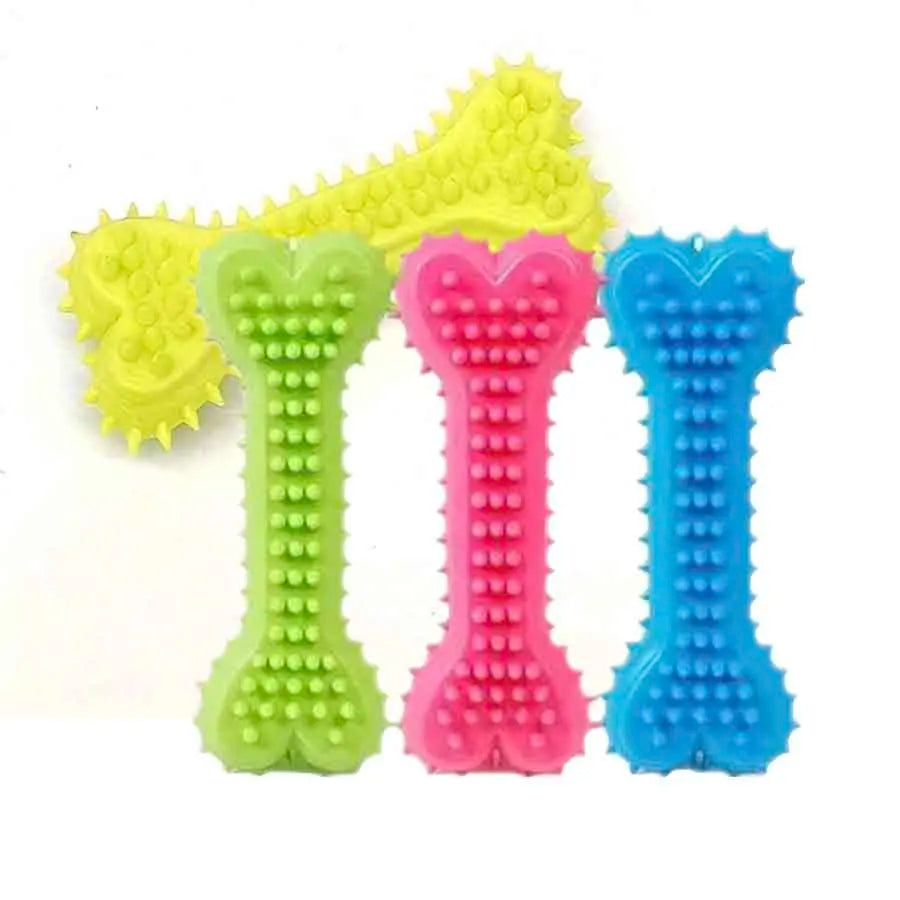 Bone Shape Dog Chew Toy Soft Rubber Bite Resistant For Small Dogs