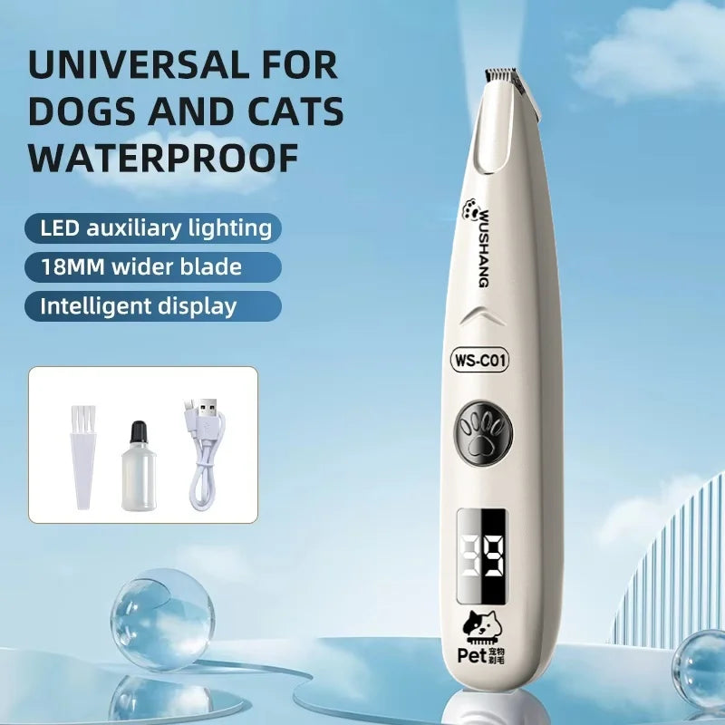 Dog Electric Groomer Trimmer With LED Light Waterproof