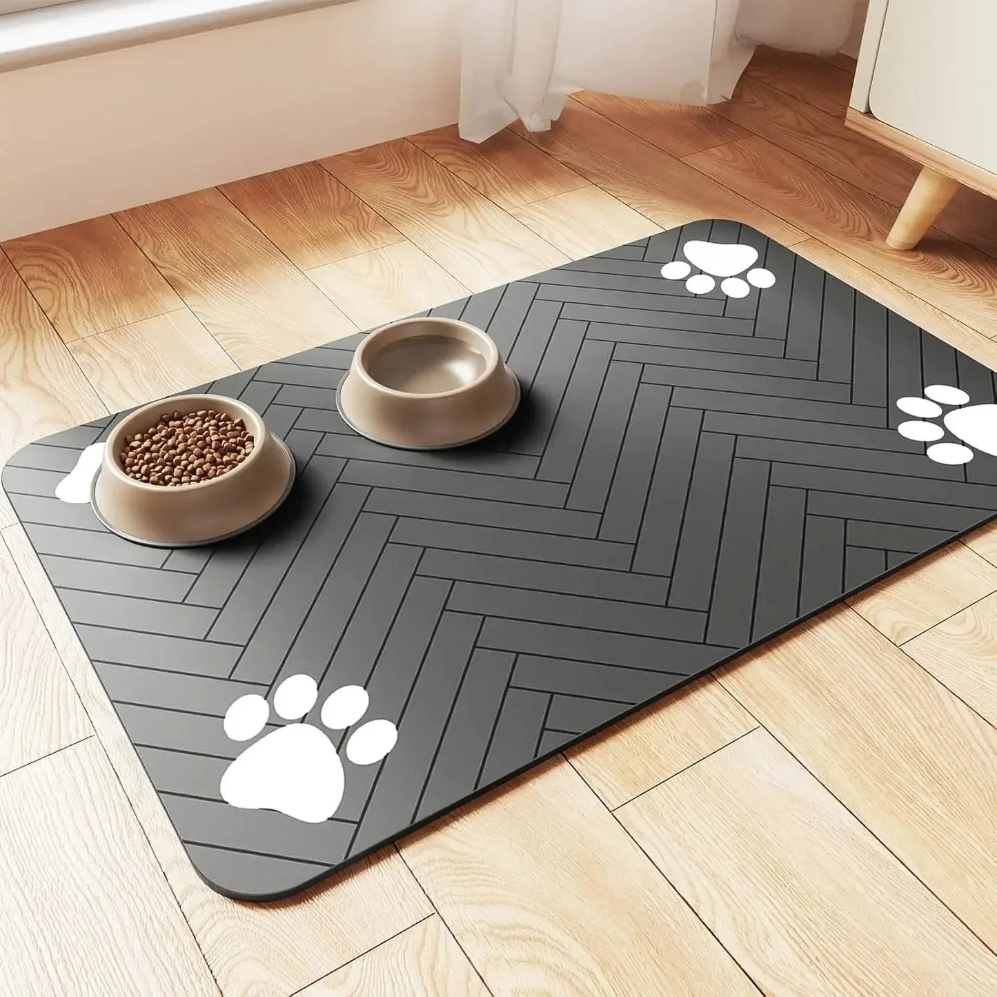Pet Feeding Mat Absorbent Placemat With Waterproof Rubber Backing