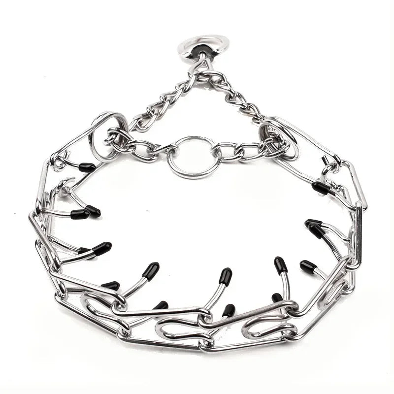 Pinch Dog Training Collar With Rubber Tips Stainless Steel