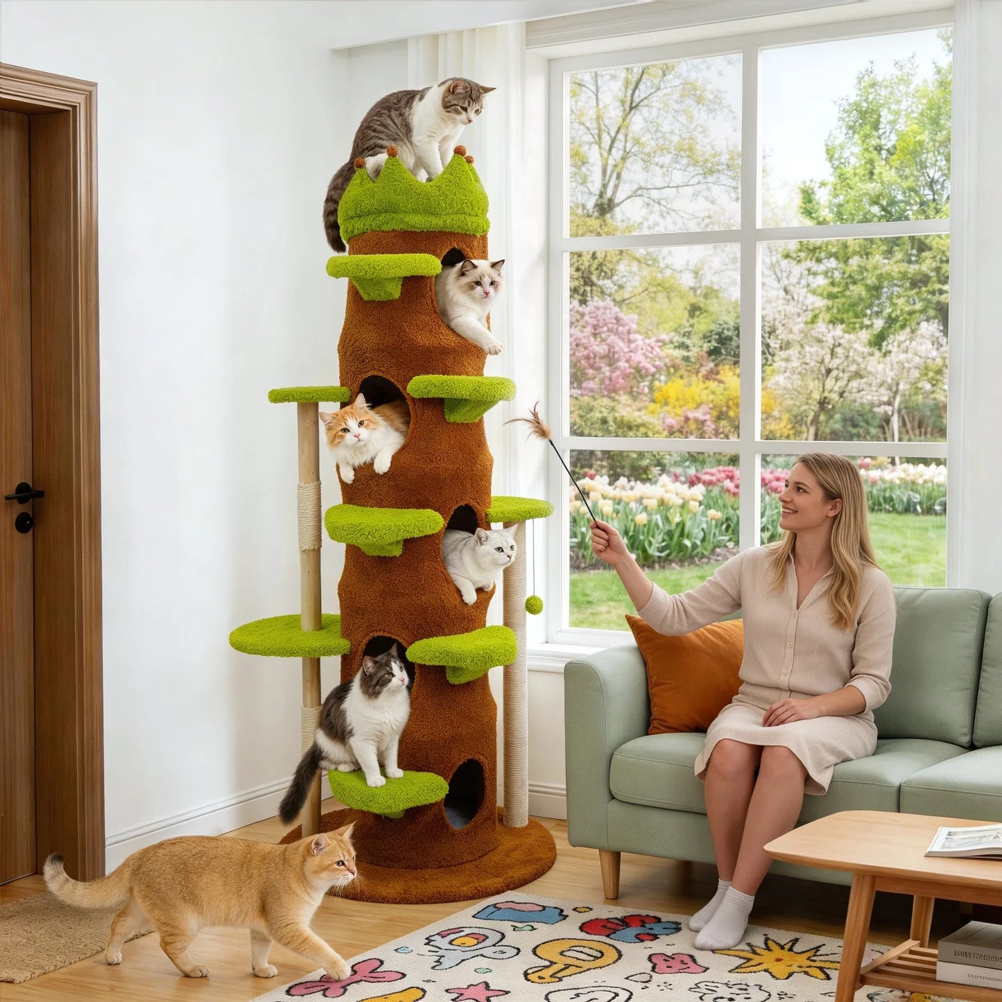 Bingopaw Heavy Duty Cat Tree Five Tier Tower Plush Cave