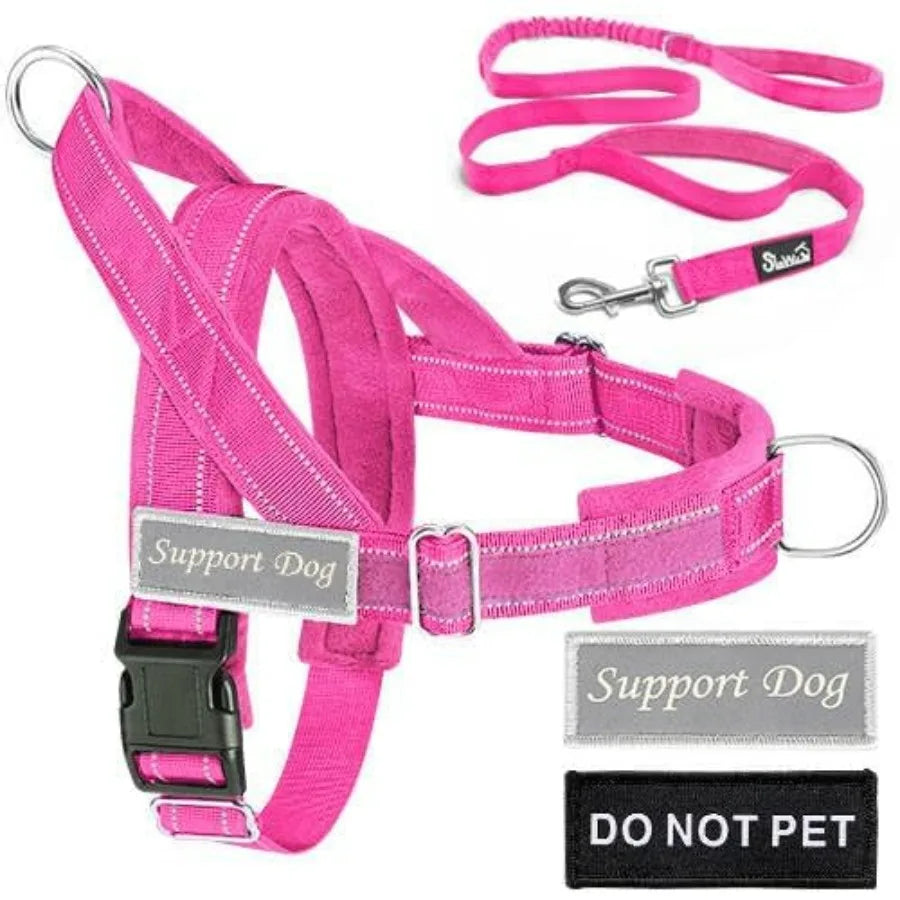 No Pull Dog Harness Leash Set Front Clip Reflective Tactical