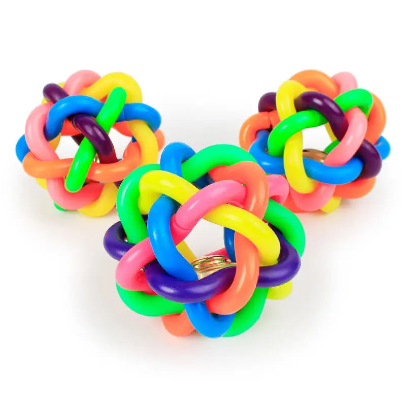 Woven Bell Dog Toy Bite Resistant Rubber Chew Ball