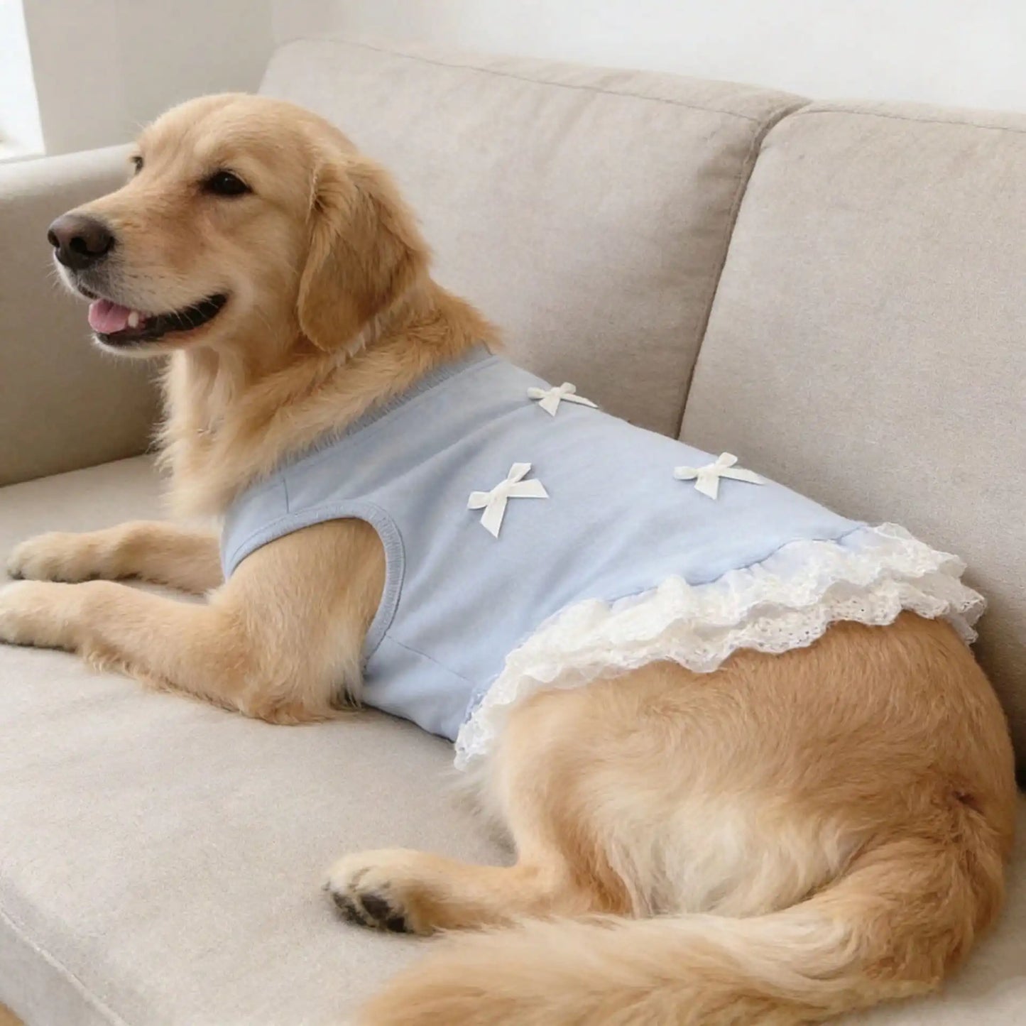 Breathable Lace Bowknot Dog Shirt Vest For Golden Retrievers