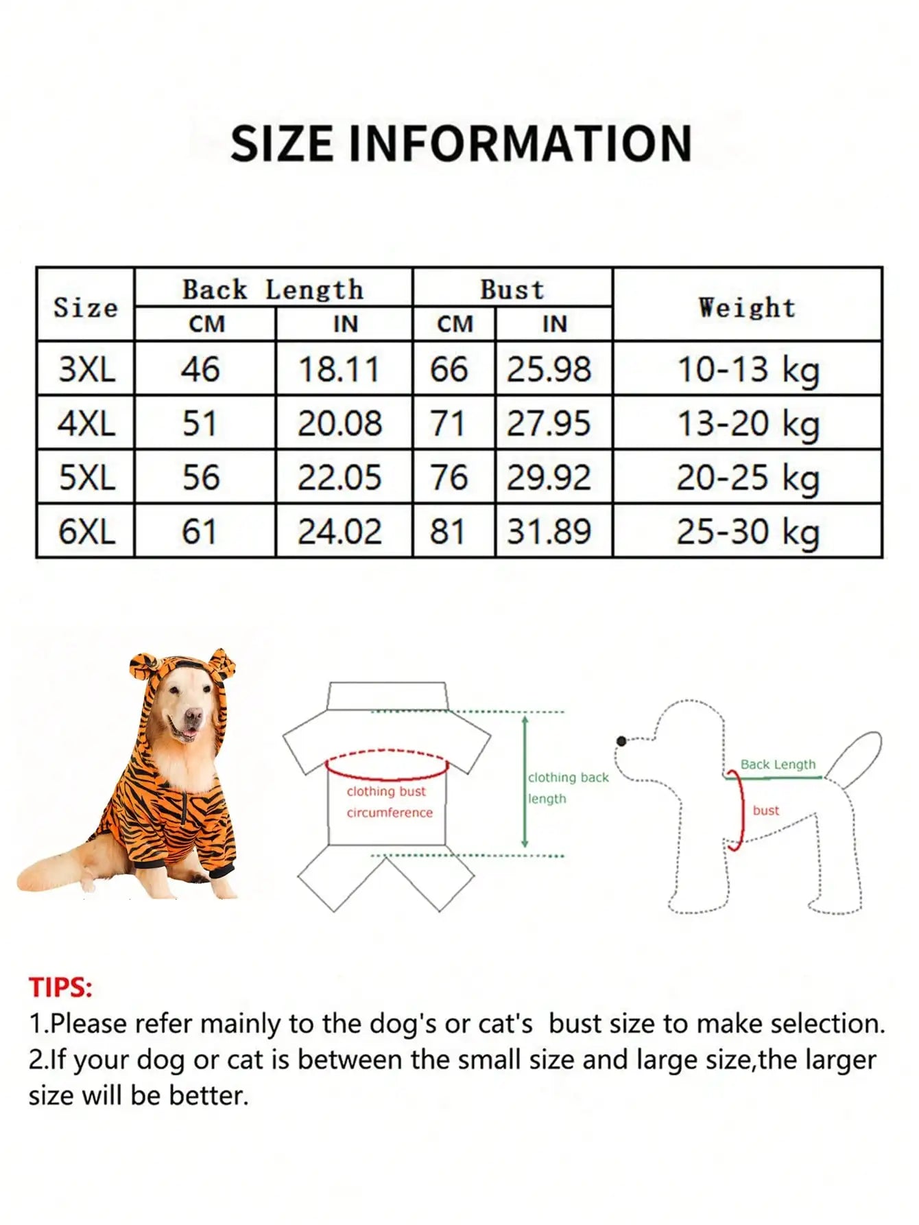 None CN Winter Warmer Dog Costume With Cute Tiger Design