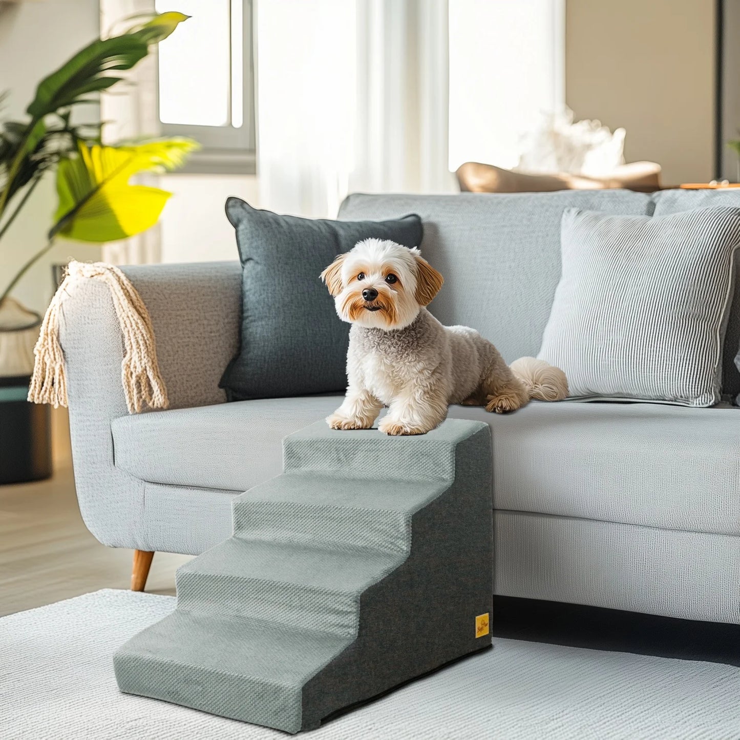 3/4 Step Dog Stairs With Washable Cover Non Slip Steps