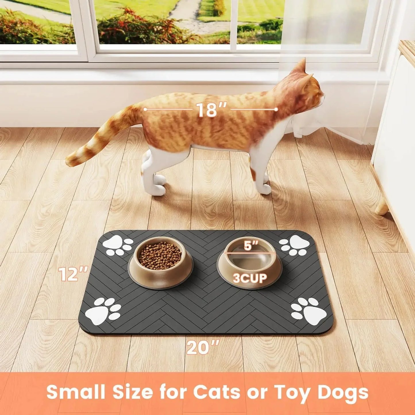 Pet Feeding Mat Absorbent Placemat With Waterproof Rubber Backing
