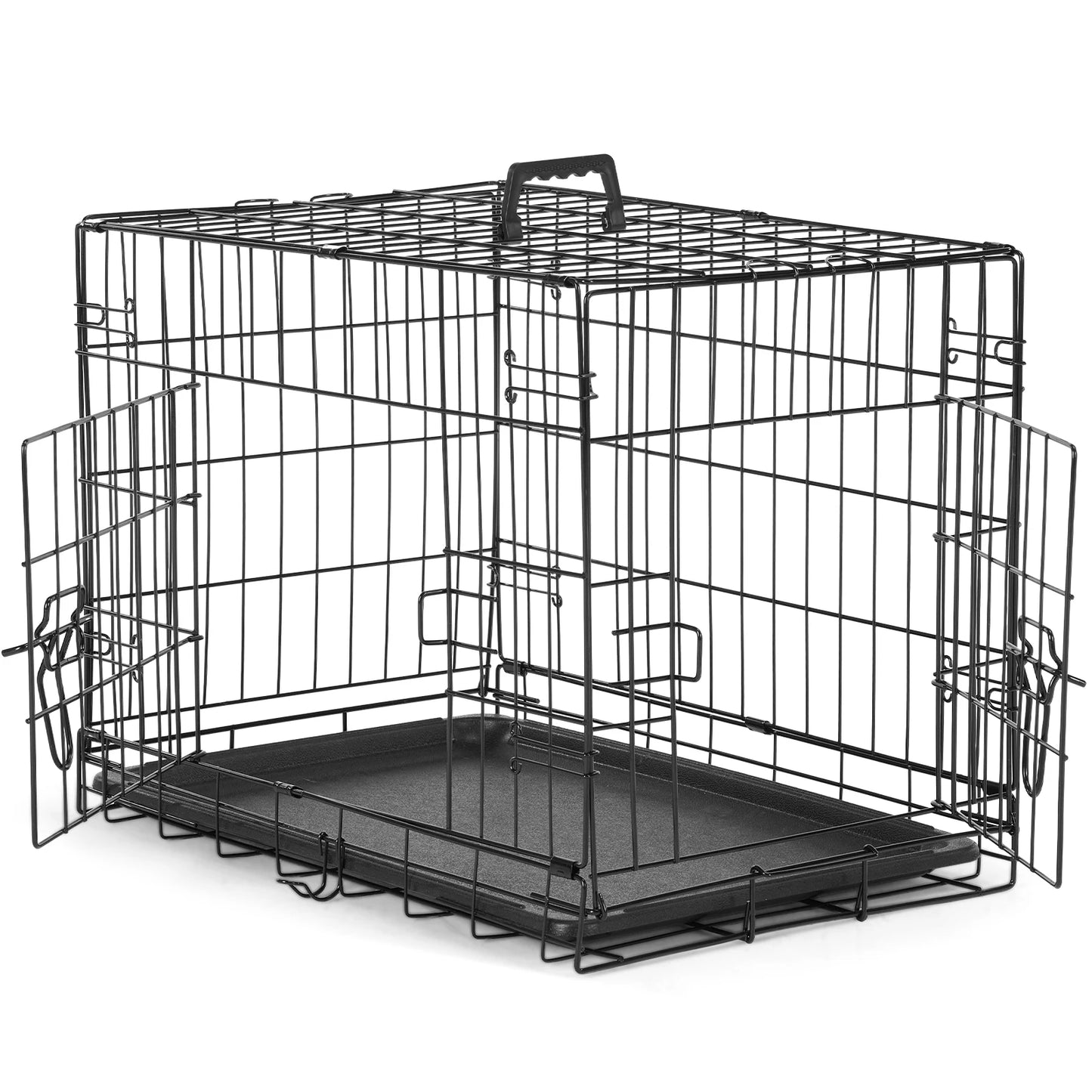 JHK Double Door Metal Wire Dog Cage With Leakproof Pan