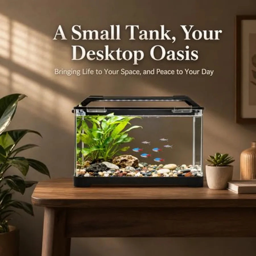 Betta Fish Tank With Back Filter Adjustable Pump Heater Thermometer