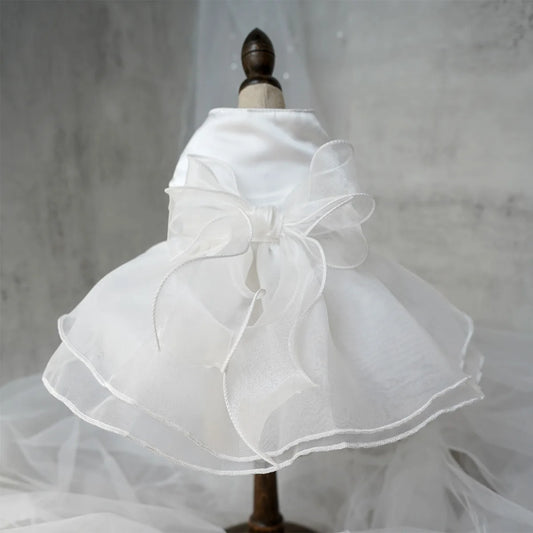 White Wedding Dress For Small Dogs Yorkies Chihuahua Pet Apparel