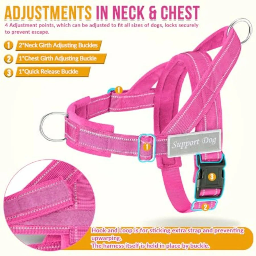 No Pull Dog Harness Leash Set Front Clip Reflective Tactical