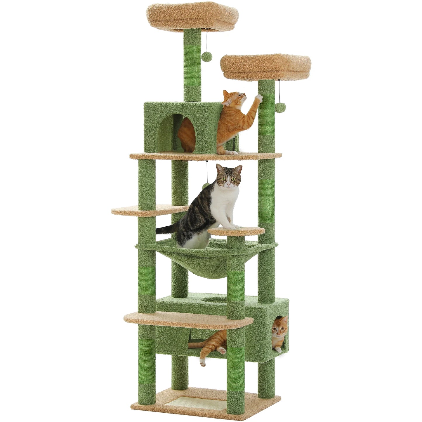 PEQULTI Multi Level Cat Tree Tower With Scratching Posts Hammock Indoor Cats