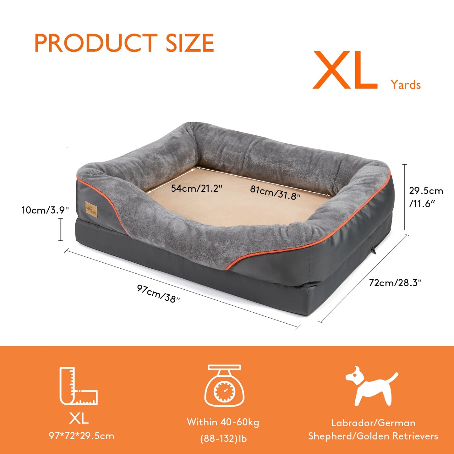 BINGOPAW Large Dog Bed Anti Allergy Warm Washable Removable Cover