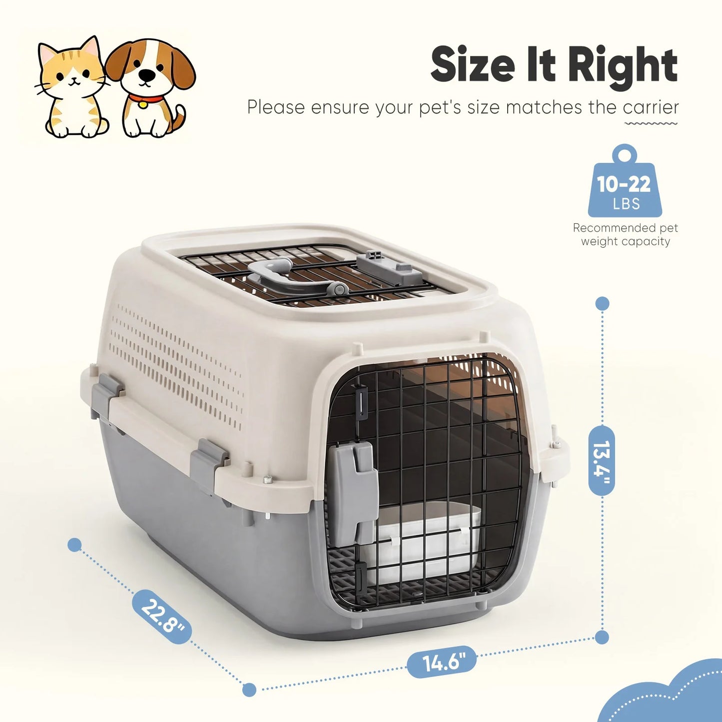 Small Pet Carrier For Dogs And Cats With Front Top Load Door