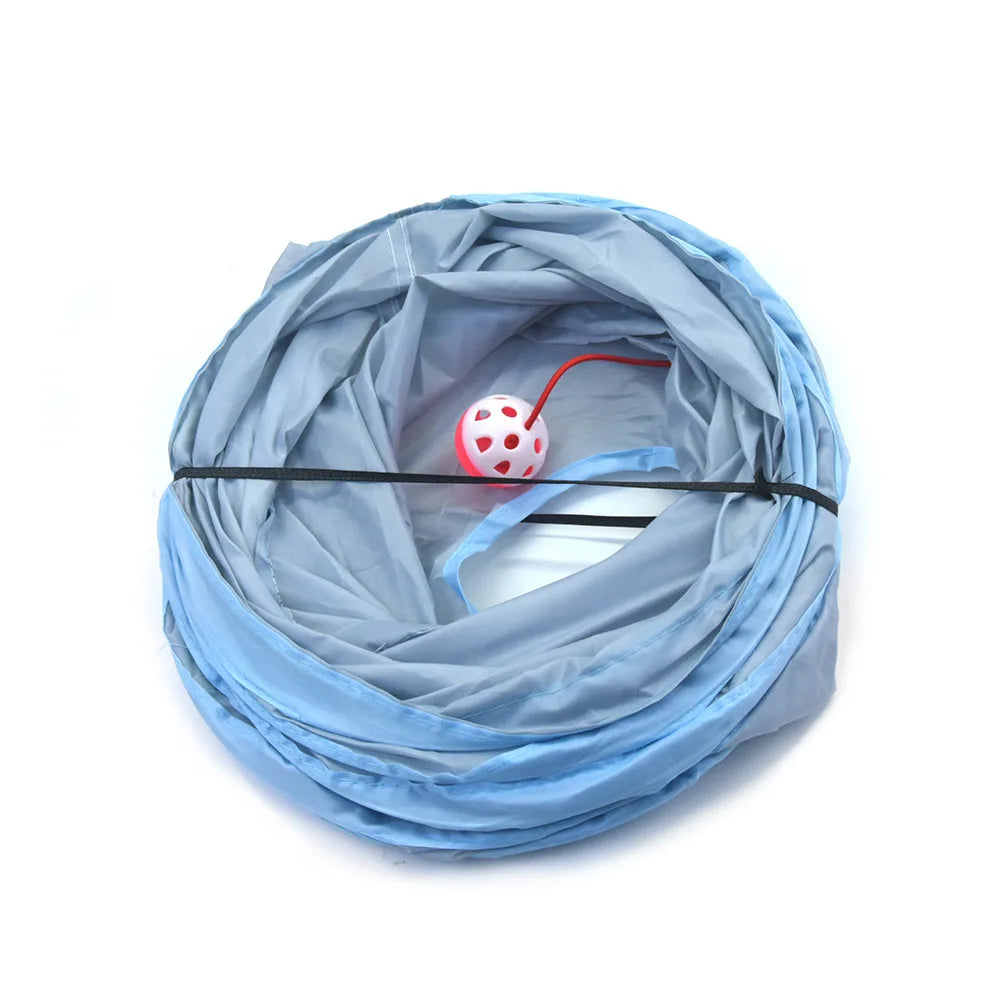 Foldable Cat Tunnel Toy With Peep Hole For Interactive Play