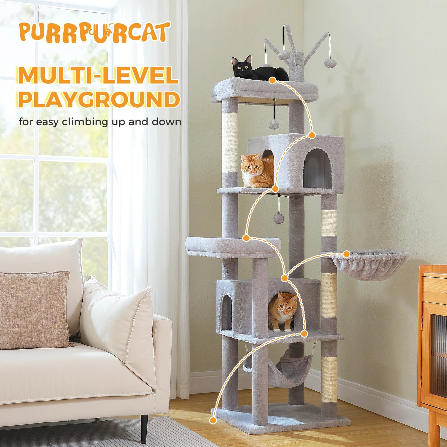 PAWZ Road Multi-Level Cat Tree For Cats With Scratching Posts