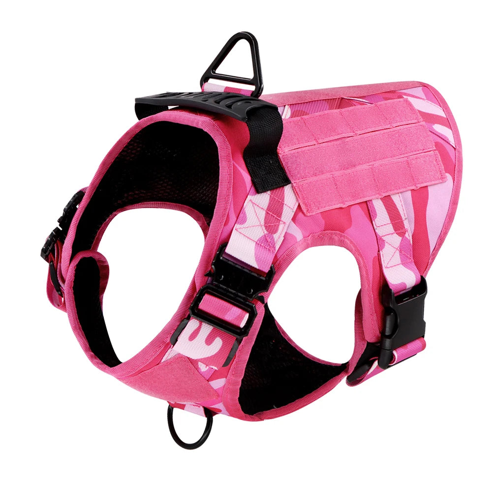Military Camouflage Nylon Dog Harness With Adjustable Leash